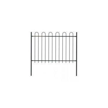 Gard de gradina cu varf curbat, negru, 1,7 x 1,2 m, otel