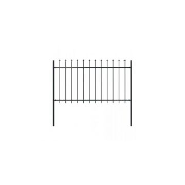 Gard de gradina cu varf sulita, negru, 1,7 x 1 m, otel