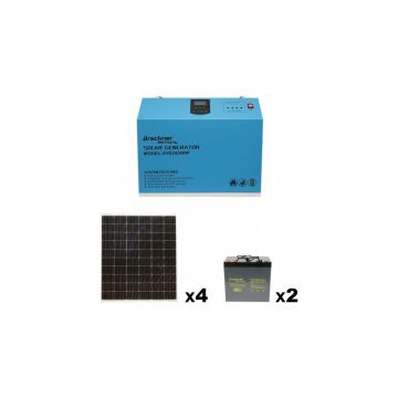 Kit sistem solar fotovoltaic Hybrid mobil 1200W, 24V/100Ah invertor PMW 1600W Breckner Germany