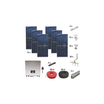 Kit sistem solar fotovoltaic monofazic ON-GRID 5KW, panouri 12x450W prosumator WIFI, sistem fixare acoperis tigla Breckner