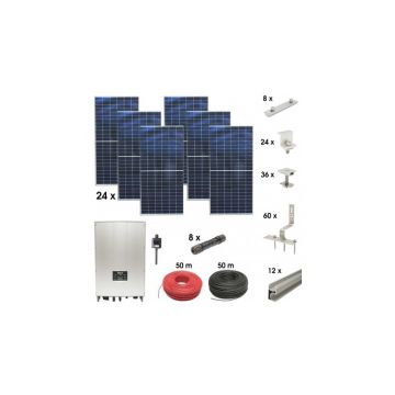 Kit sistem solar fotovoltaic trifazic ON-GRID 10KW, prosumator WIFI,sistem fixare acoperis tigla Breckner Germany