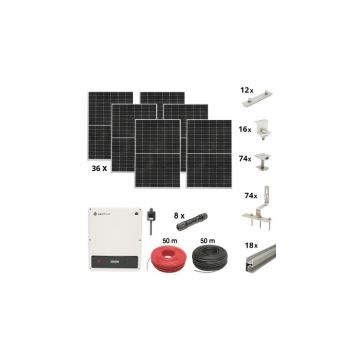 Kit sistem solar fotovoltaic trifazic ON-GRID 15KW,prosumator WIFI,sistem fixare acoperis tigla Breckner Germany