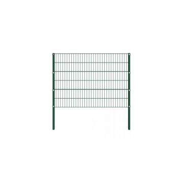 Panou gard cu stalpi, verde, 1,7 x 1,2 m, fier