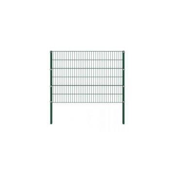 Panou gard cu stalpi, verde, 1,7 x 1,2 m, fier