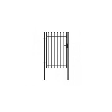 Poarta de gard cu o usa, varf ascutit, negru, 1 x 1,5 m, otel