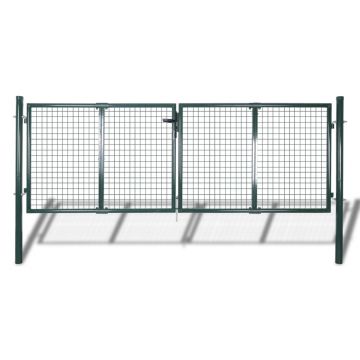 Poartă de gard din oțel verde 306 x 150 cm