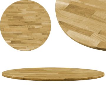 Blat de masă lemn masiv de stejar rotund 23 mm 400 mm