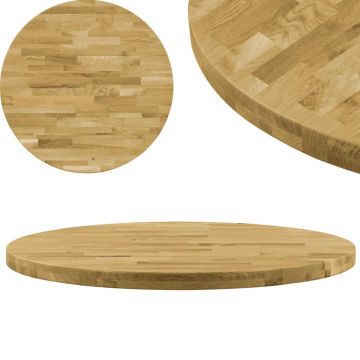 Blat de masă lemn masiv de stejar rotund 44 mm 600 mm