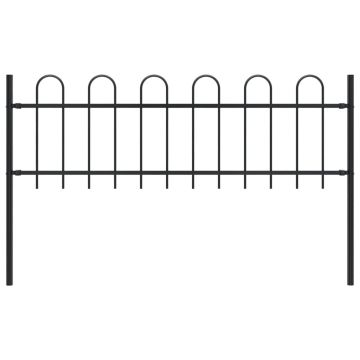 Gard de grădină cu vârf curbat negru 17 x 06 m oțel