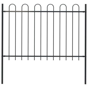 Gard de grădină cu vârf curbat negru 17 x 12 m oțel