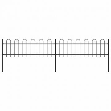 Gard de grădină cu vârf curbat negru 34 x 06 m oțel