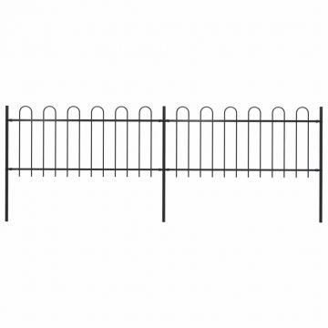 Gard de grădină cu vârf curbat negru 34 x 08 m oțel