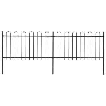 Gard de grădină cu vârf curbat negru 34 x 1 m oțel