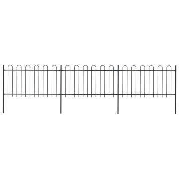 Gard de grădină cu vârf curbat negru 51 x 1 m oțel