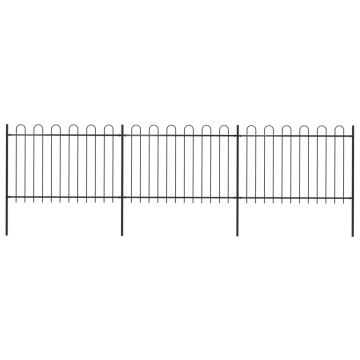 Gard de grădină cu vârf curbat negru 51 x 12 m oțel