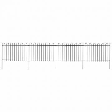 Gard de grădină cu vârf curbat negru 68 x 12 m oțel