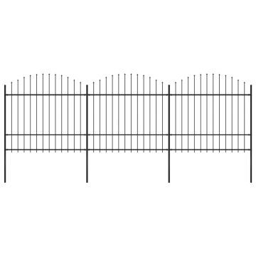 Gard de grădină cu vârf suliță negru (15-175)x51 m oțel