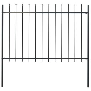 Gard de grădină cu vârf suliță negru 17 x 12 m oțel