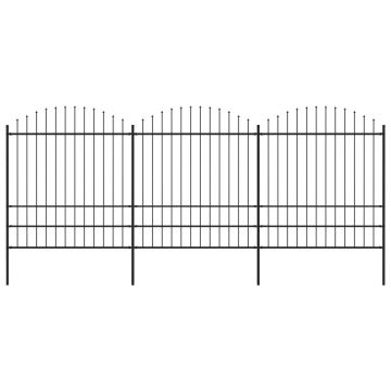 Gard de grădină cu vârf suliță negru (175-2) x 51 m oțel