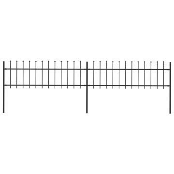 Gard de grădină cu vârf suliță negru 34 x 06 m oțel