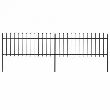 Gard de grădină cu vârf suliță negru 34 x 08 m oțel