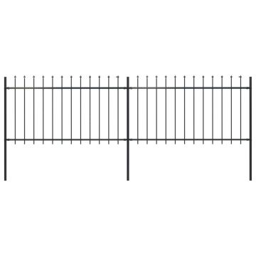 Gard de grădină cu vârf suliță negru 34 x 1 m oțel