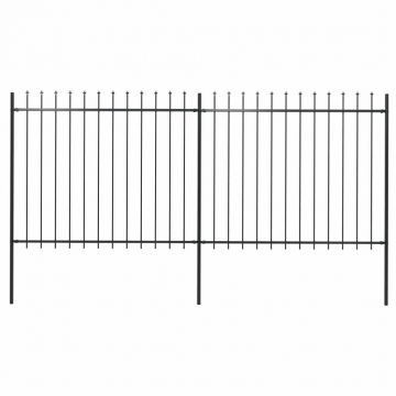 Gard de grădină cu vârf suliță negru 34 x 15 m oțel