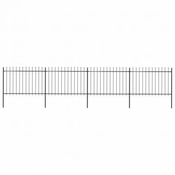 Gard de grădină cu vârf suliță negru 68 x 12 m oțel