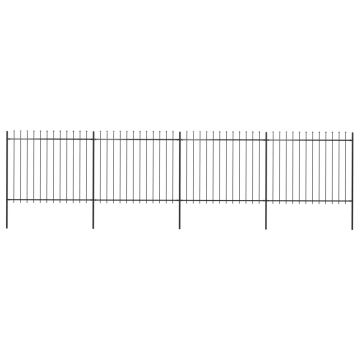Gard de grădină cu vârf suliță negru 68 x 15 m oțel