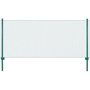 Gard din plasă de sârmă cu stâlpi verde 25 x 05 m oțel