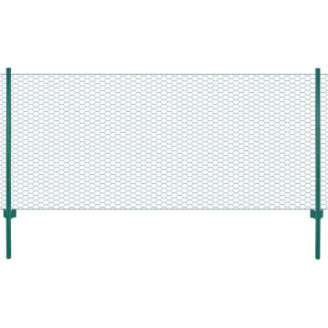 Gard din plasă de sârmă cu stâlpi verde 25 x 1 m oțel