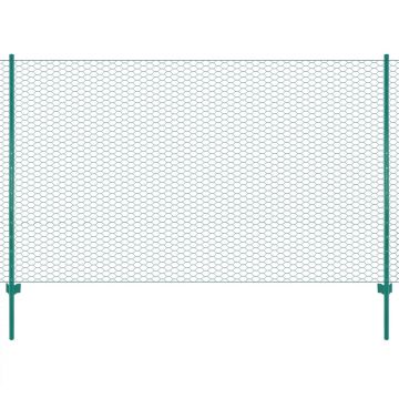 Gard din plasă de sârmă cu stâlpi verde 25 x 15 m oțel