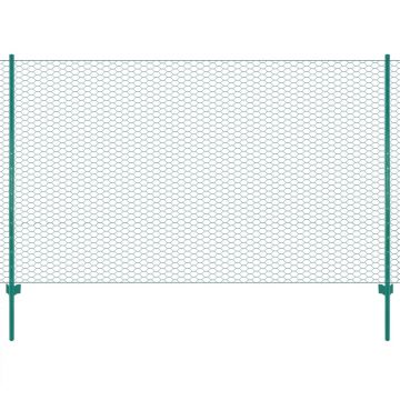 Gard din plasă de sârmă cu stâlpi verde 25 x 2 m oțel