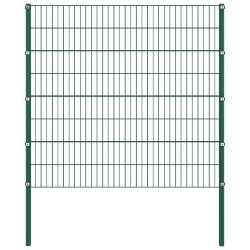 Panou de gard cu stâlpi verde 17 x 16 m fier