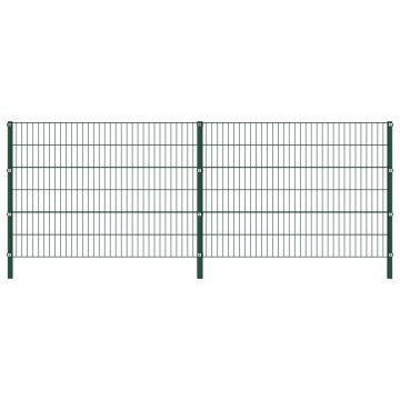 Panou de gard cu stâlpi verde 34 x 12 m fier