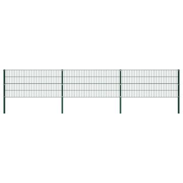 Panou de gard cu stâlpi verde 51 x 08 m fier