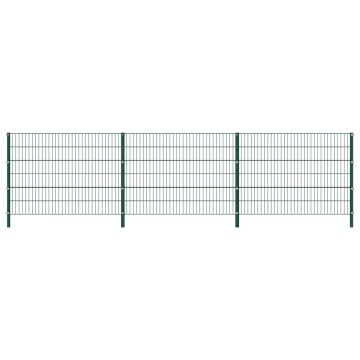 Panou de gard cu stâlpi verde 51 x 12 m fier