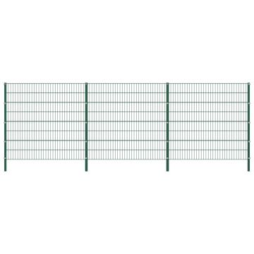 Panou de gard cu stâlpi verde 51 x 16 m fier