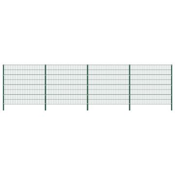 Panou de gard cu stâlpi verde 68 x 16 m fier