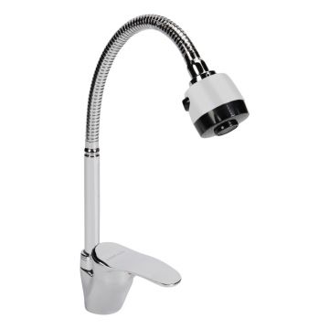 Baterie chiuveta bucatarie, baie, gat flexibil, Argintiu, Cromat