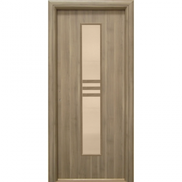 Usa interior cu geam, Gri gol D2 860, dreapta, 202 x 86 x 4 cm cu toc