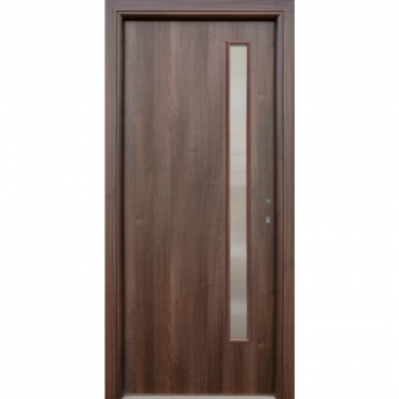 Usa interior cu geam, Nuc gol II 760, stanga, 202 x 76 x 4 cm cu toc