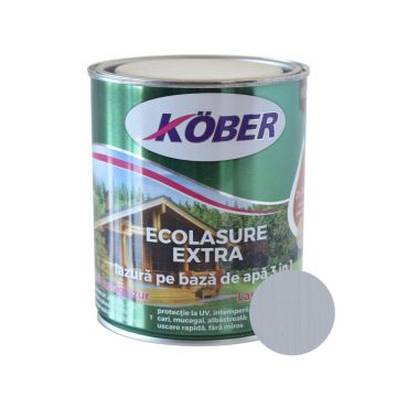 Lazură Kober Ecolasure Extra 3 in 1 pentru lemn, pe baza de apa, alb, 0,75 l