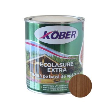 Lazură Kober Ecolasure Extra 3 in 1 pentru lemn, pe baza de apa, alun, 0,75 l