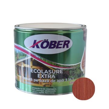 Lazură  Kober Ecolasure Extra 3 in 1 pentru lemn, pe baza de apa, mahon, 2.5 l