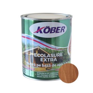 Lazură  Kober Ecolasure Extra 3 in 1 pentru lemn, pe baza de apa, stejar inchis, 0.75 l