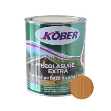 Lazură  Kober Ecolasure Extra 3 in 1 pentru lemn, pe baza de apa, teak, 0.75 l