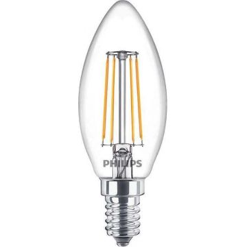 Bec LED filament Philips lumanare B35 E14 4.3W (40W), lumina calda 2700K, 929001889755