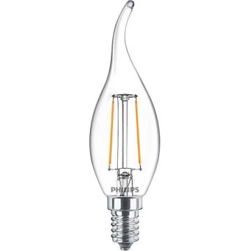 Bec LED filament Philips lumanare BA35 E14 2W (25W), lumina calda 2700K, 929001238455