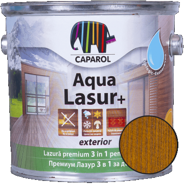 Lazura pentru finisaj lemn  Caparol Aqua Lasur +, exterior, aluna, 2,5 l